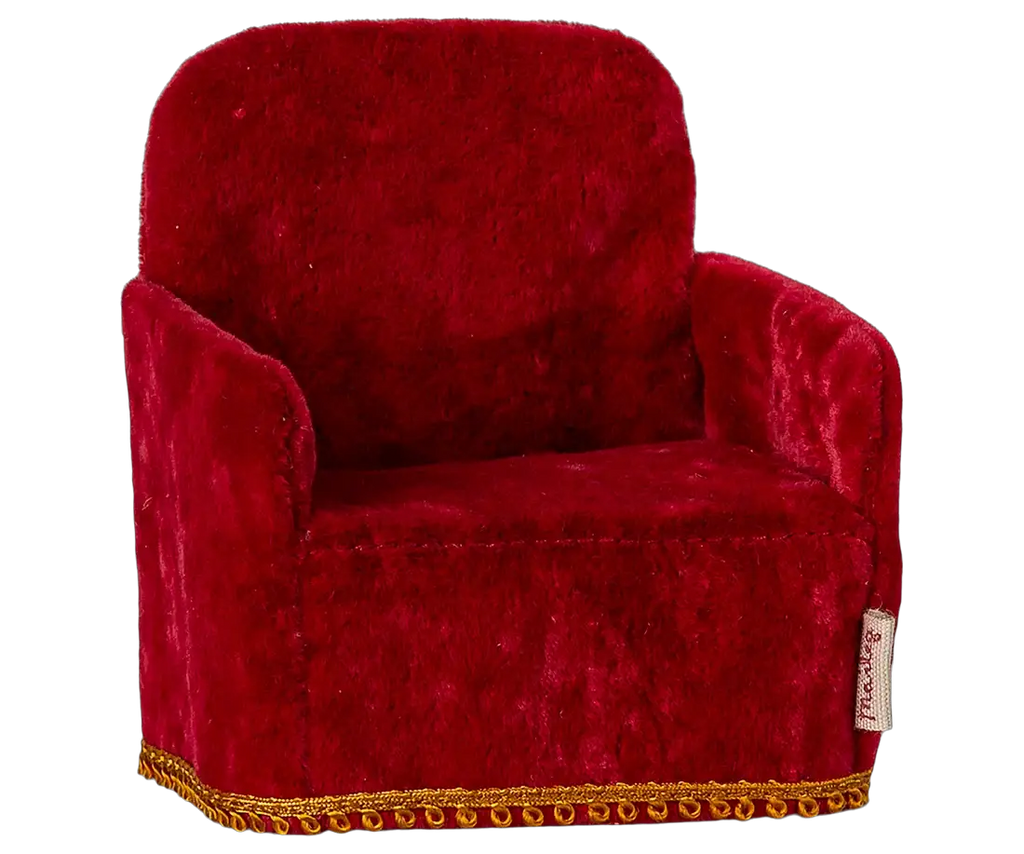 Maileg fauteuil pliant rouge en velours pour maison de poupées, Citron Grenadine