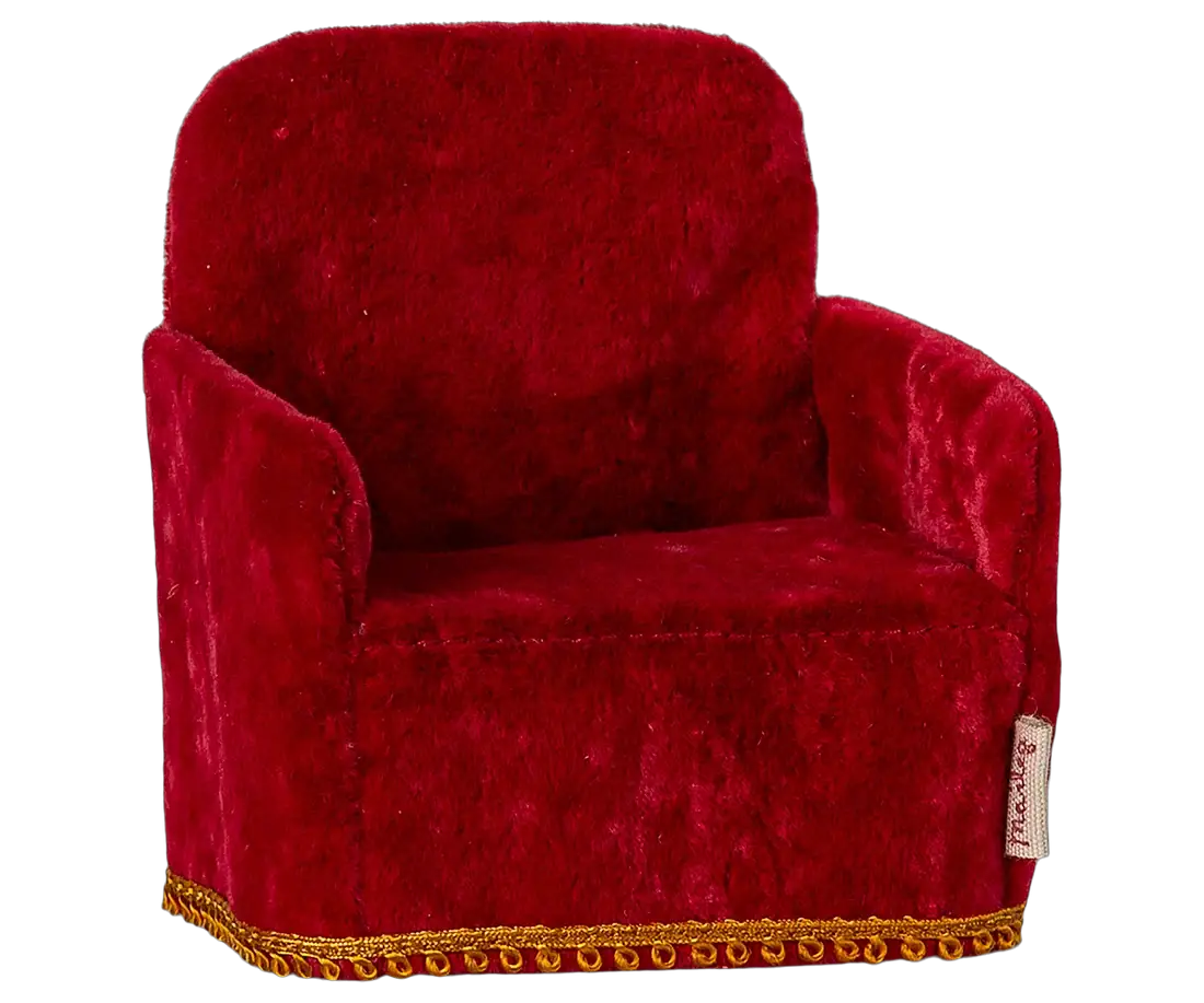 Maileg fauteuil pliant rouge en velours pour maison de poupées, Citron Grenadine