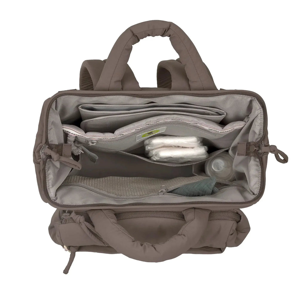 LÄSSIG minoa sac à langer chocolat avec compartiments et poches intérieures