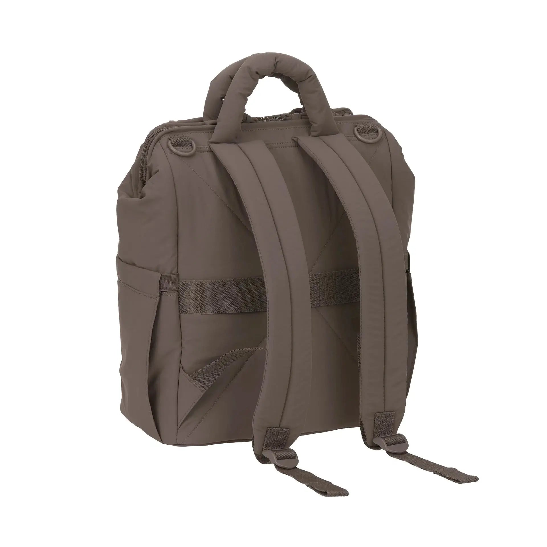 LÄSSIG minoa diaper bag in chocolate brown with padded backpack straps