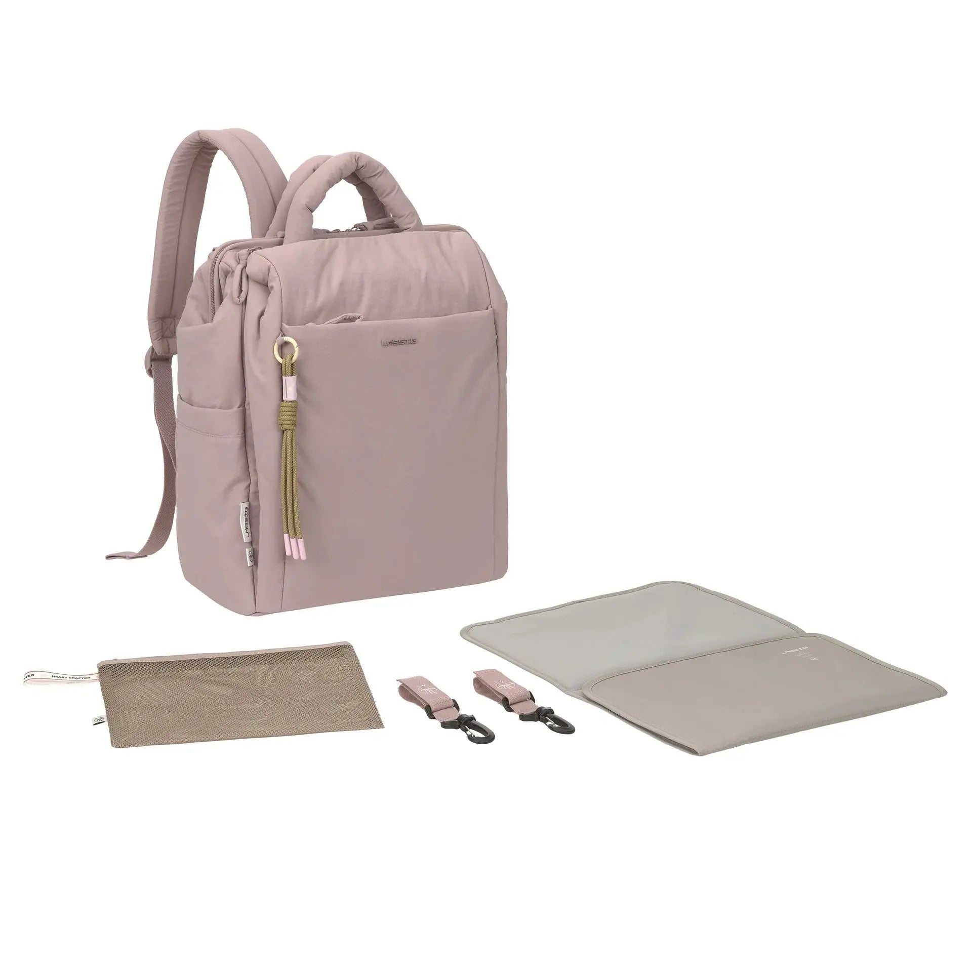 LÄSSIG minoa sac à langer rose poudre avec tapis à langer et accessoires assortis