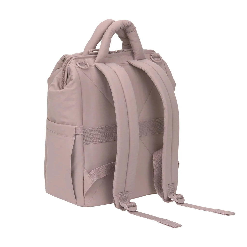 LÄSSIG minoa sac à langer rose poudre backpack with padded top handles and adjustable straps