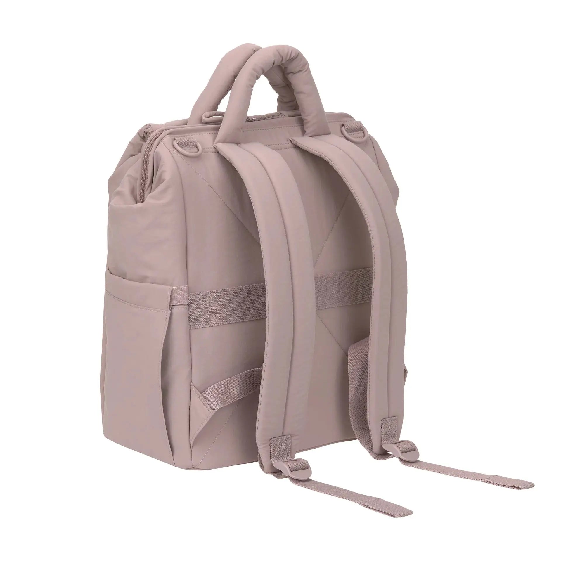 LÄSSIG minoa sac à langer rose poudre backpack with padded top handles and adjustable straps
