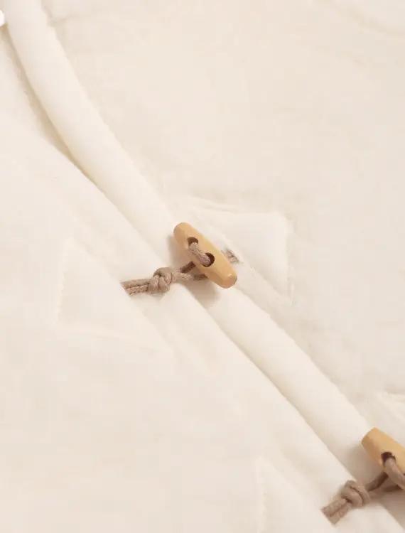 ALWERO gilet sans manches en laine Alpen naturel, boutons en bois et cordon beige