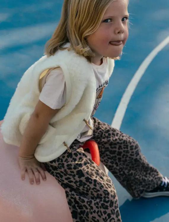 ALWERO gilet en laine Alpen naturel pour enfant, sans manches