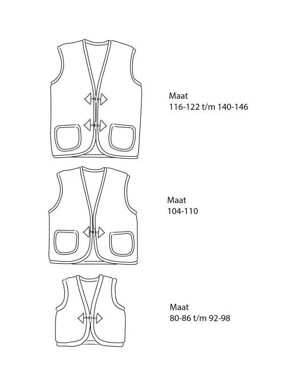 Gilet en laine Alpen naturel, Citron Grenadine; gilet sans manches pour enfants avec poches, 3 tailles montrées