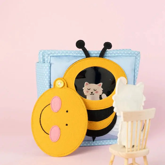 JOLLY DESIGNS livre d'éveil little bee, Citron Grenadine; bébé jouet en feutrine avec miroir et abeille