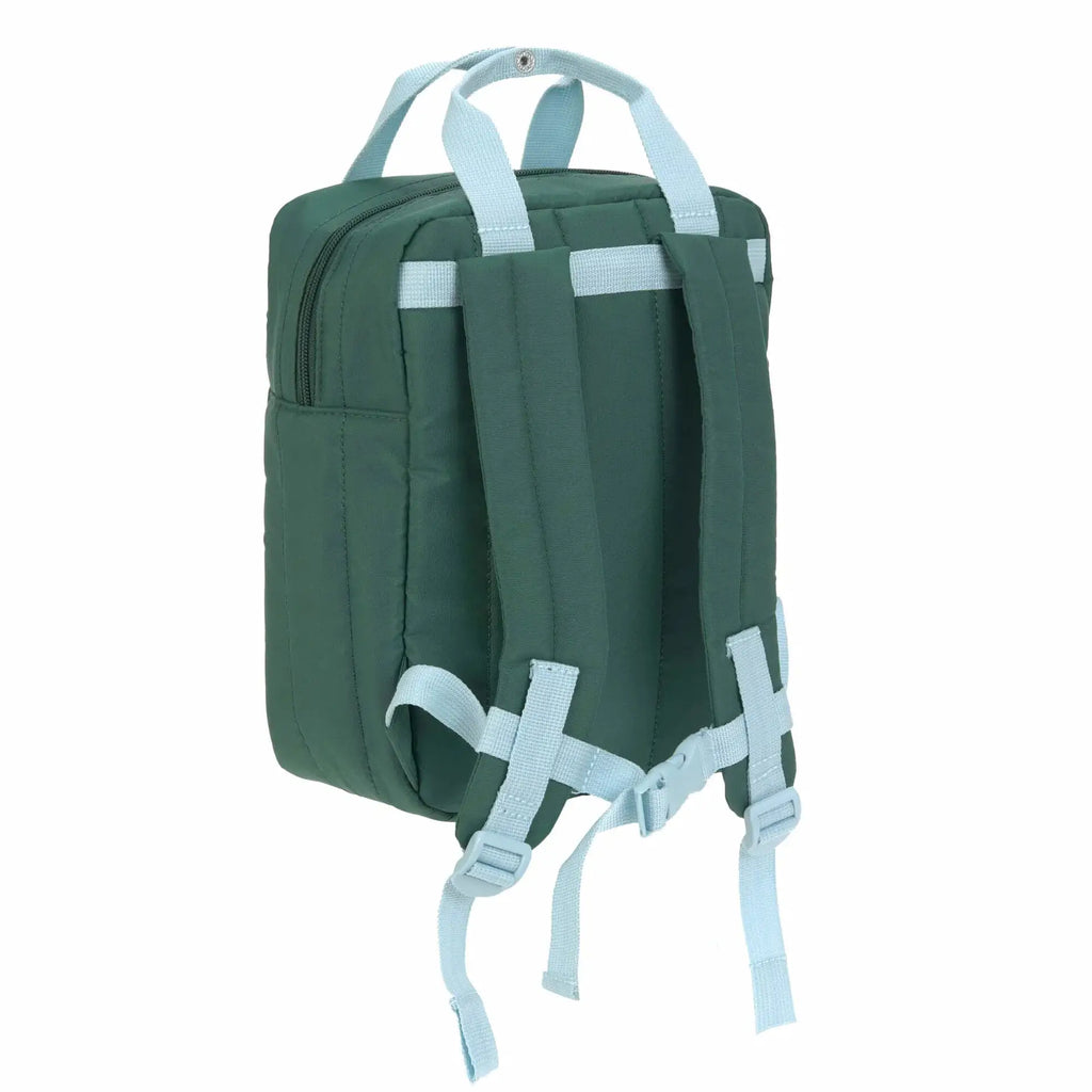 LÄSSIG sac-à-dos mini square backpack, green body with light blue straps