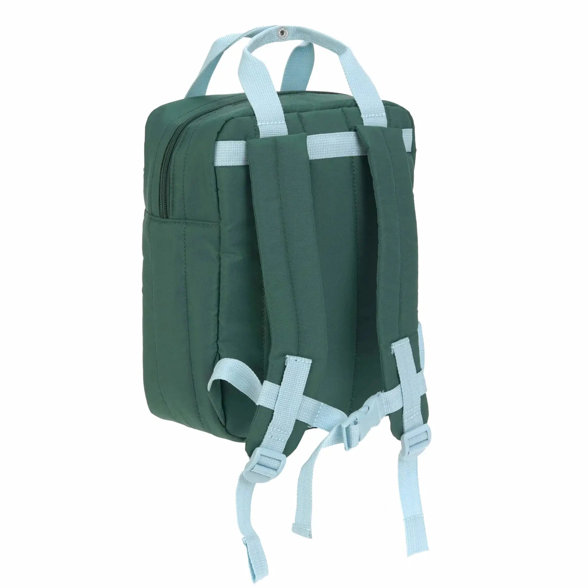 LÄSSIG sac-à-dos mini square backpack, green body with light blue straps