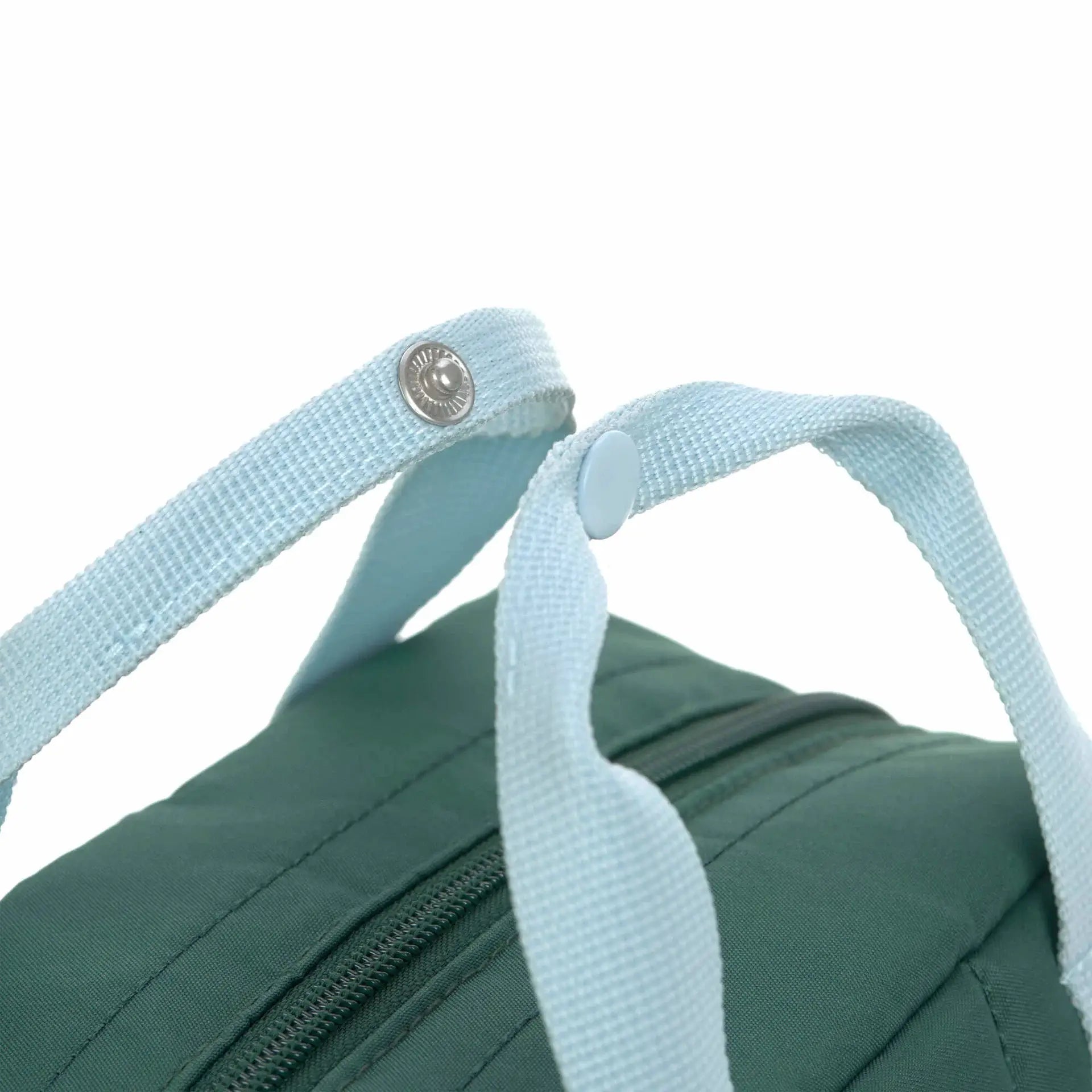 LÄSSIG sac à dos mini square Little Gang Lemon; light-blue straps on dark green fabric with metal hardware