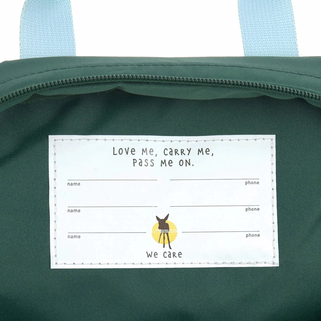 LÄSSIG sac-à-dos mini square backpack green with sky-blue straps Citron Grenadine brand