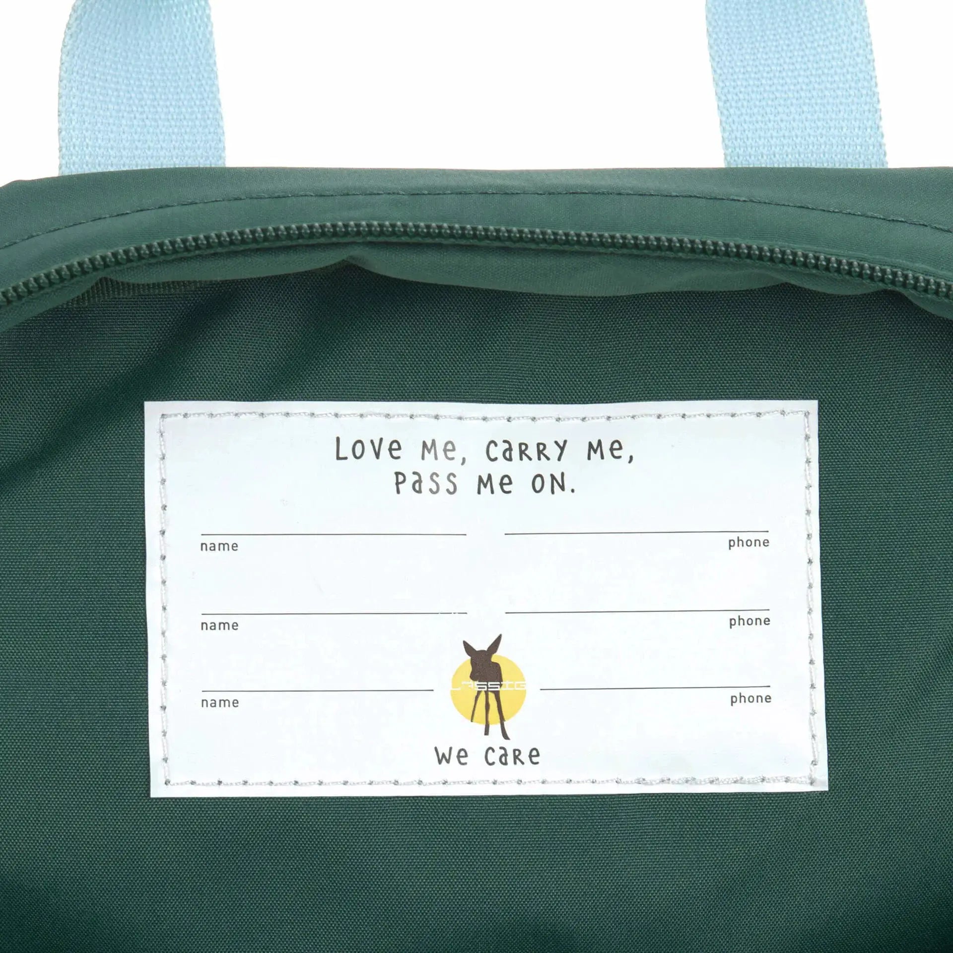 LÄSSIG sac-à-dos mini square backpack green with sky-blue straps Citron Grenadine brand