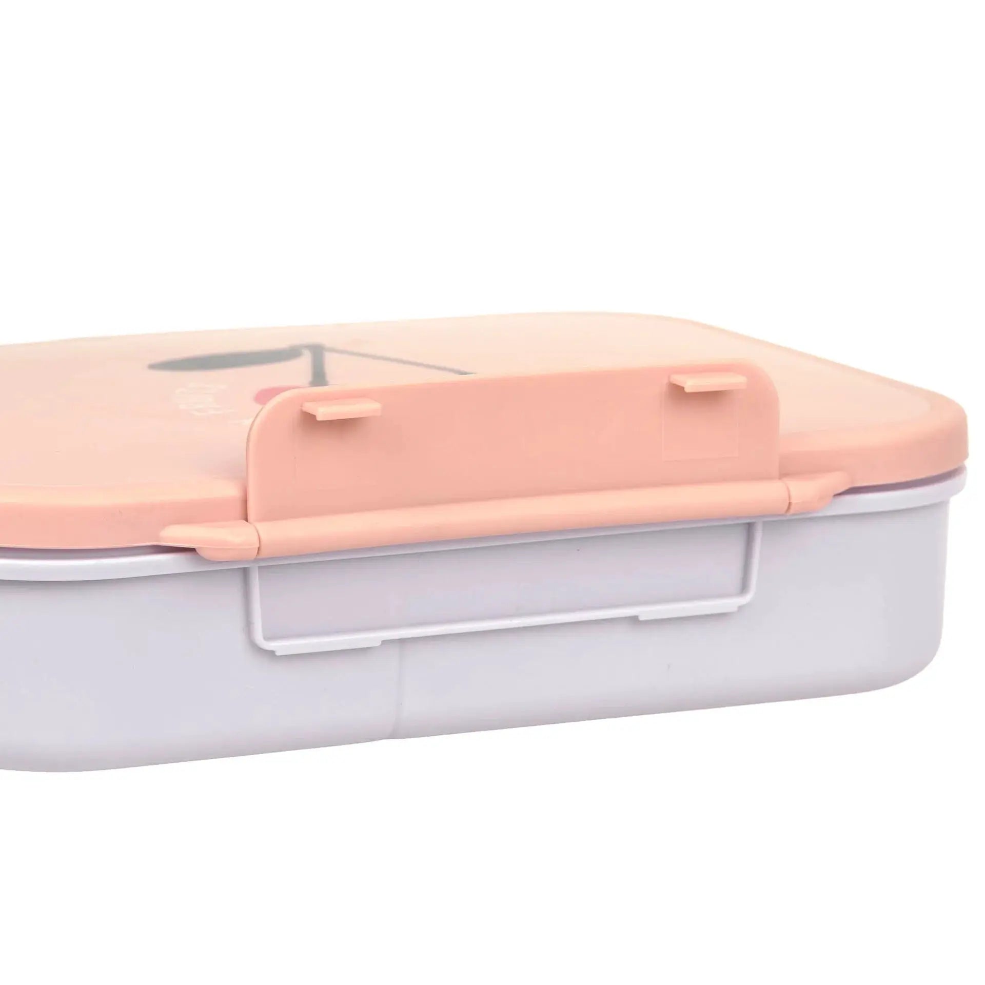 LÄSSIG bento lunchbox happy fruits cherry, pink lid with side clips, Citron Grenadine brand