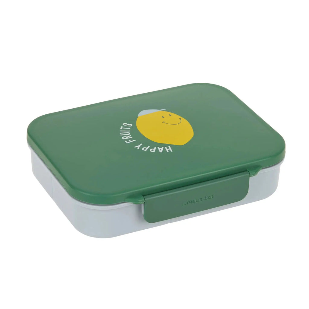 LÄSSIG bento lunchbox with green lid and lemon graphic