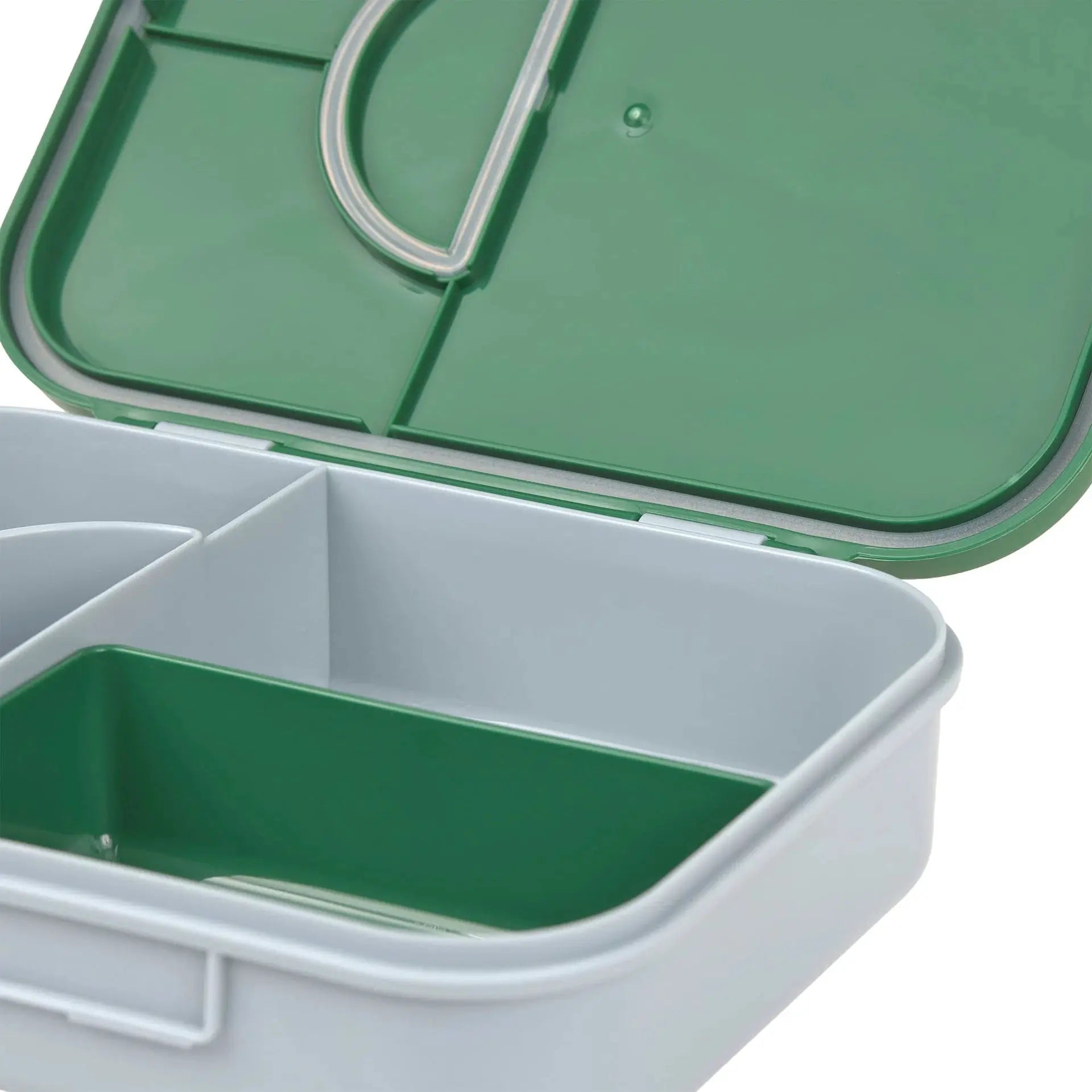 LÄSSIG bento lunchbox with green lid and gray divided interior