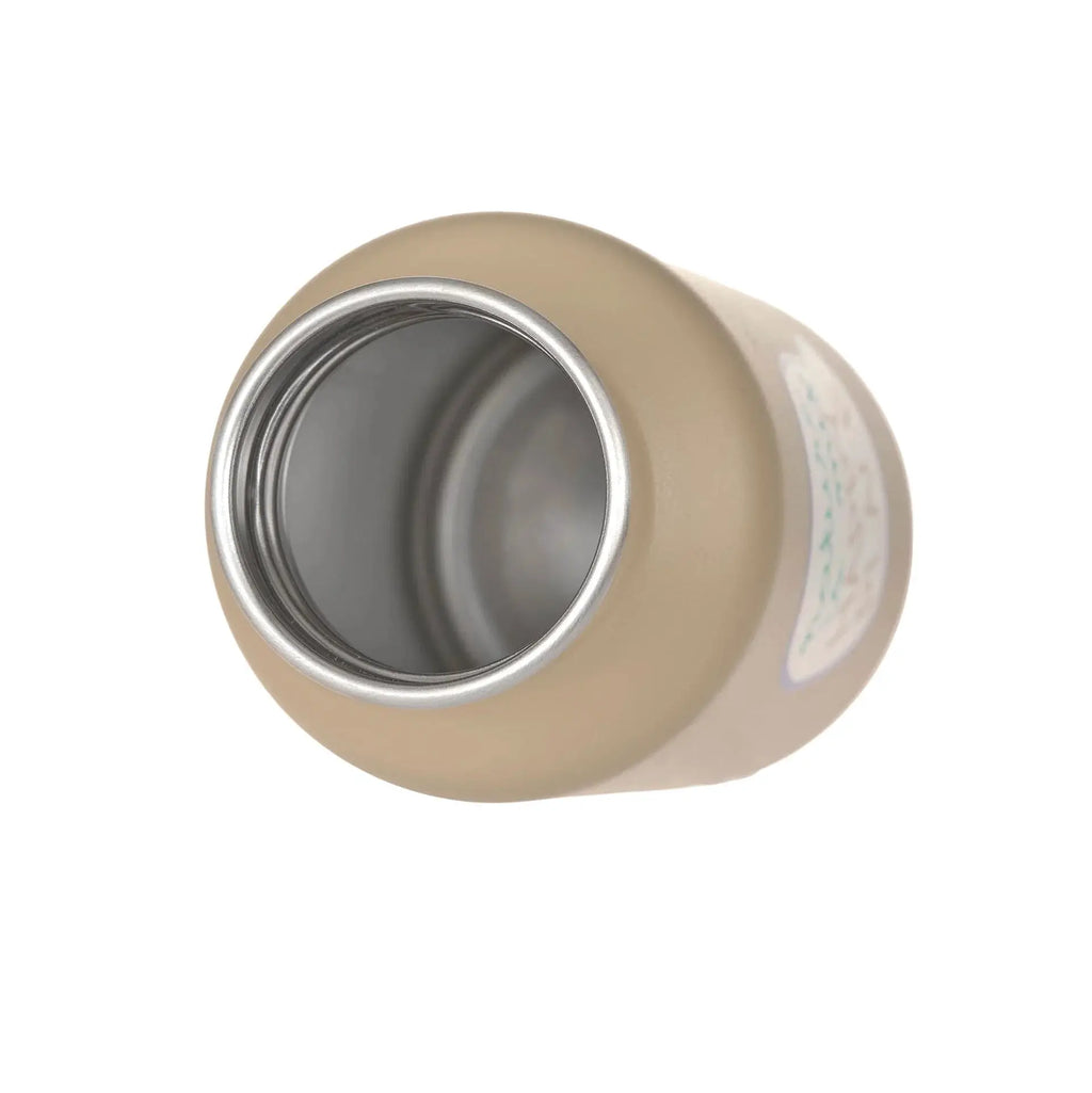 LÄSSIG gourde 350ml water bottle with beige body and silver threaded neck