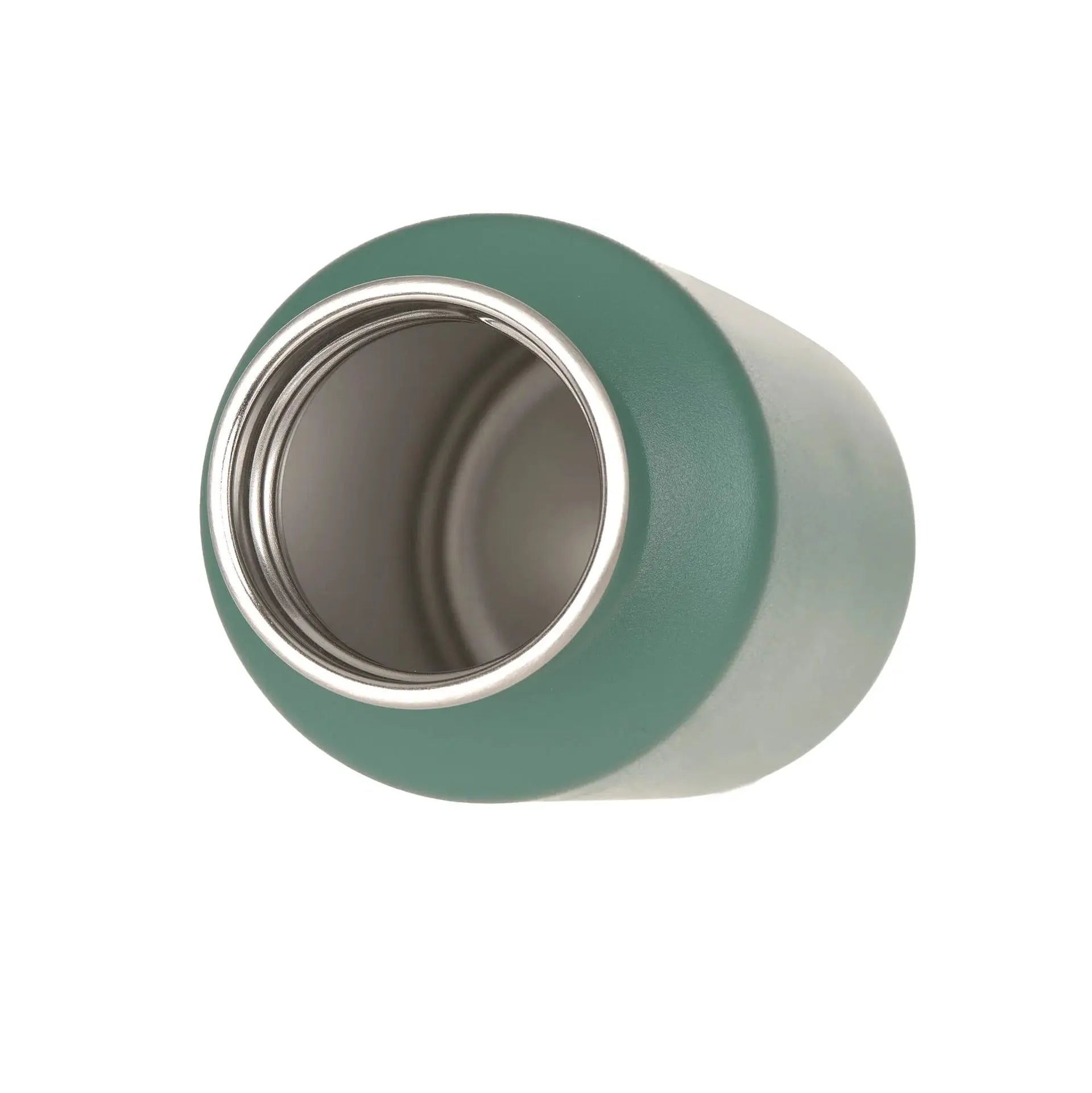 Gourde verte 500 ml en inox, goulot argenté, vue rapprochée