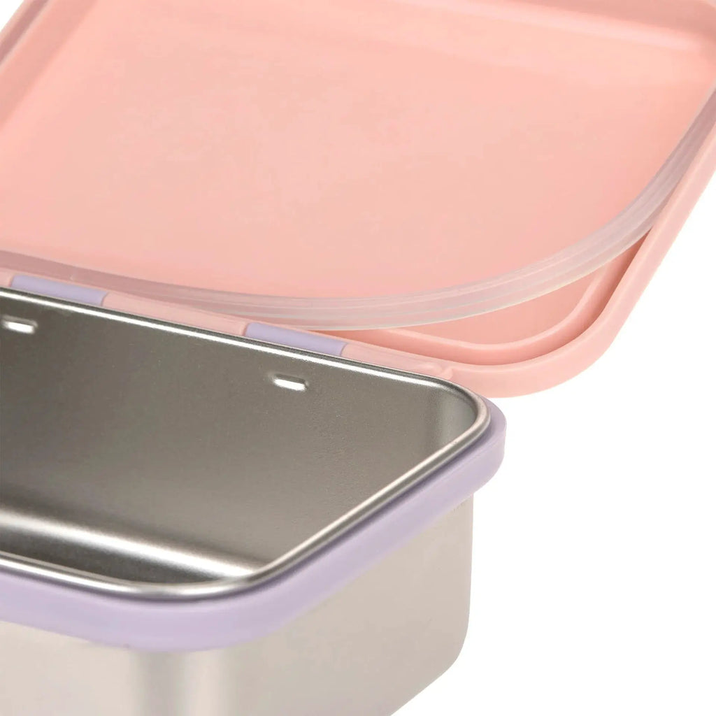 LÄSSIG lunchbox happy fruits cherry, pastel pink interior with lavender lid