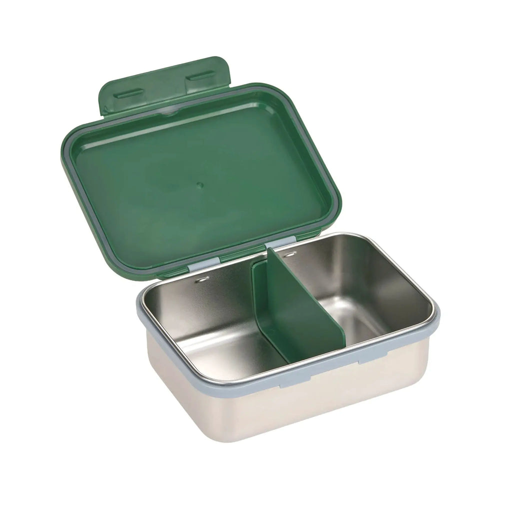 LÄSSIG lunchbox green lid stainless steel container with divider, Citron Grenadine brand