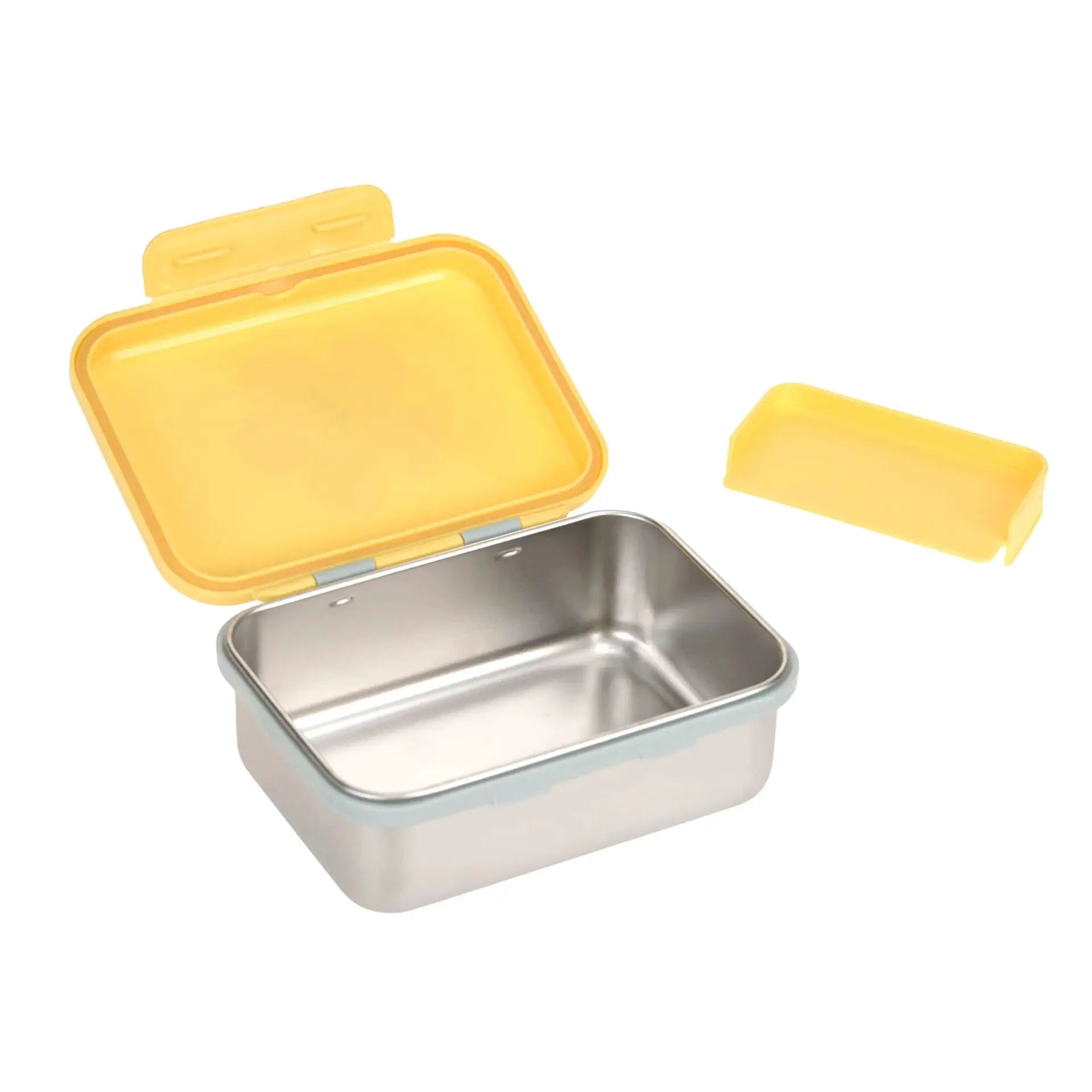 LÄSSIG lunchbox with yellow lids, stainless steel interior, Citron Grenadine brand