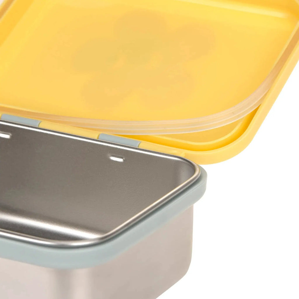 LÄSSIG lunchbox set with yellow lid and orange/gray bases (3-pack)