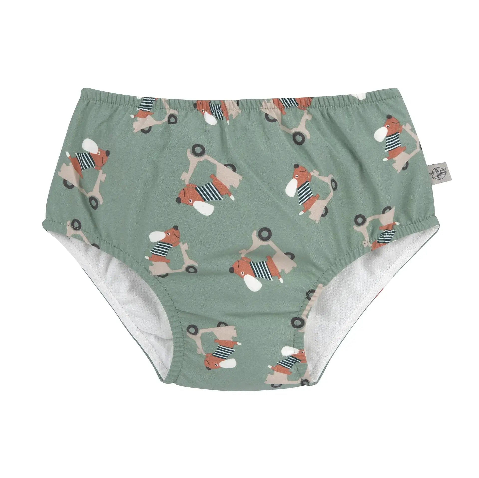 LÄSSIG maillot réutilisable avec couche intégrée / scooter dog green by Citron Grenadine