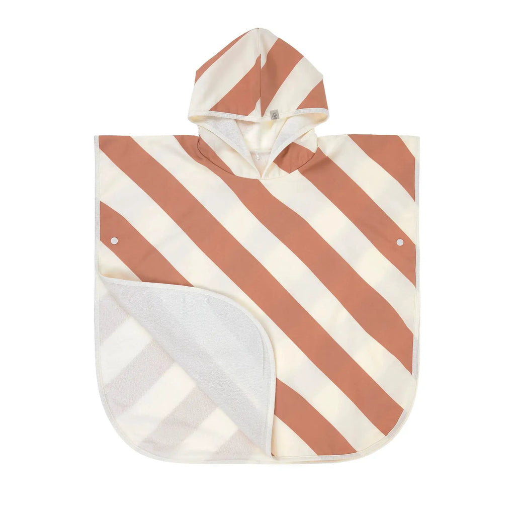 LÄSSIG poncho anti UV / stripes clay sea salt by Citron Grenadine