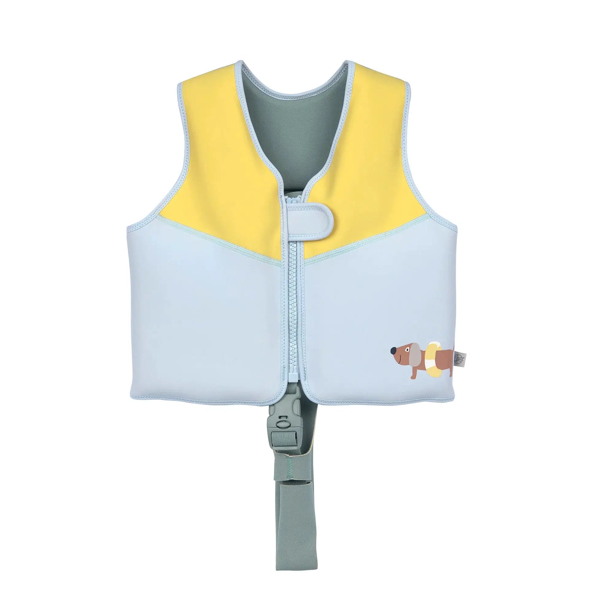 Swim vest by Citron Grenadine in yellow and pale blue with front zipper