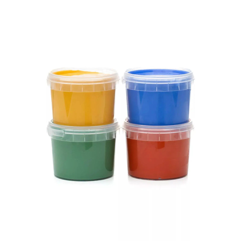 NEOGRÜN peinture végane bio à doigts – set aki, 4 pots colorés: jaune/orange, bleu, vert, rouge – Citron Grenadine