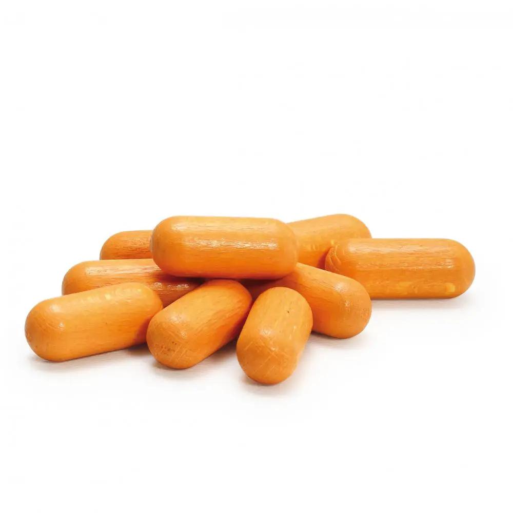 ERZI mini saucisses orange; imitation alimentaire pour enfants +3 ans, lot de 8 pièces