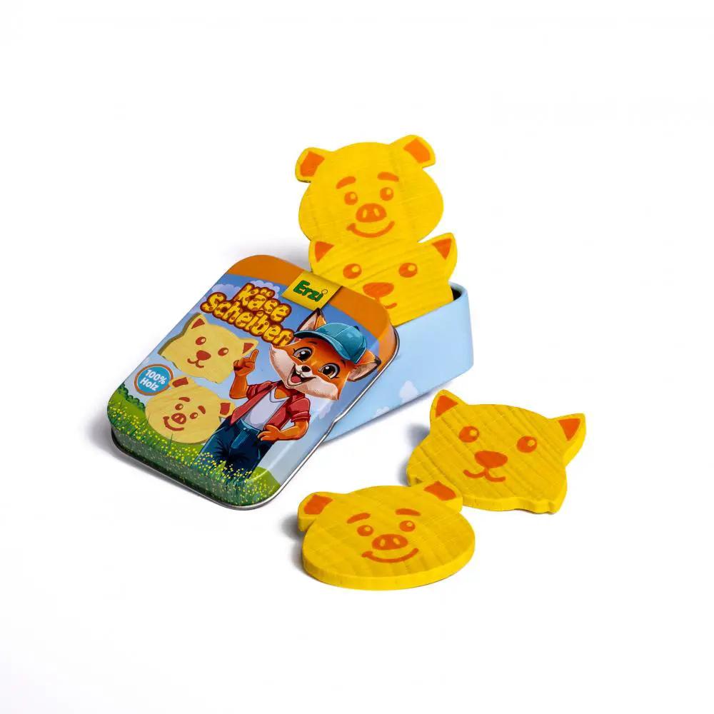 ERZI tranches de fromage jaune jouet, imitations d'aliments +3 ans, 3 pièces dans boîte illustrée