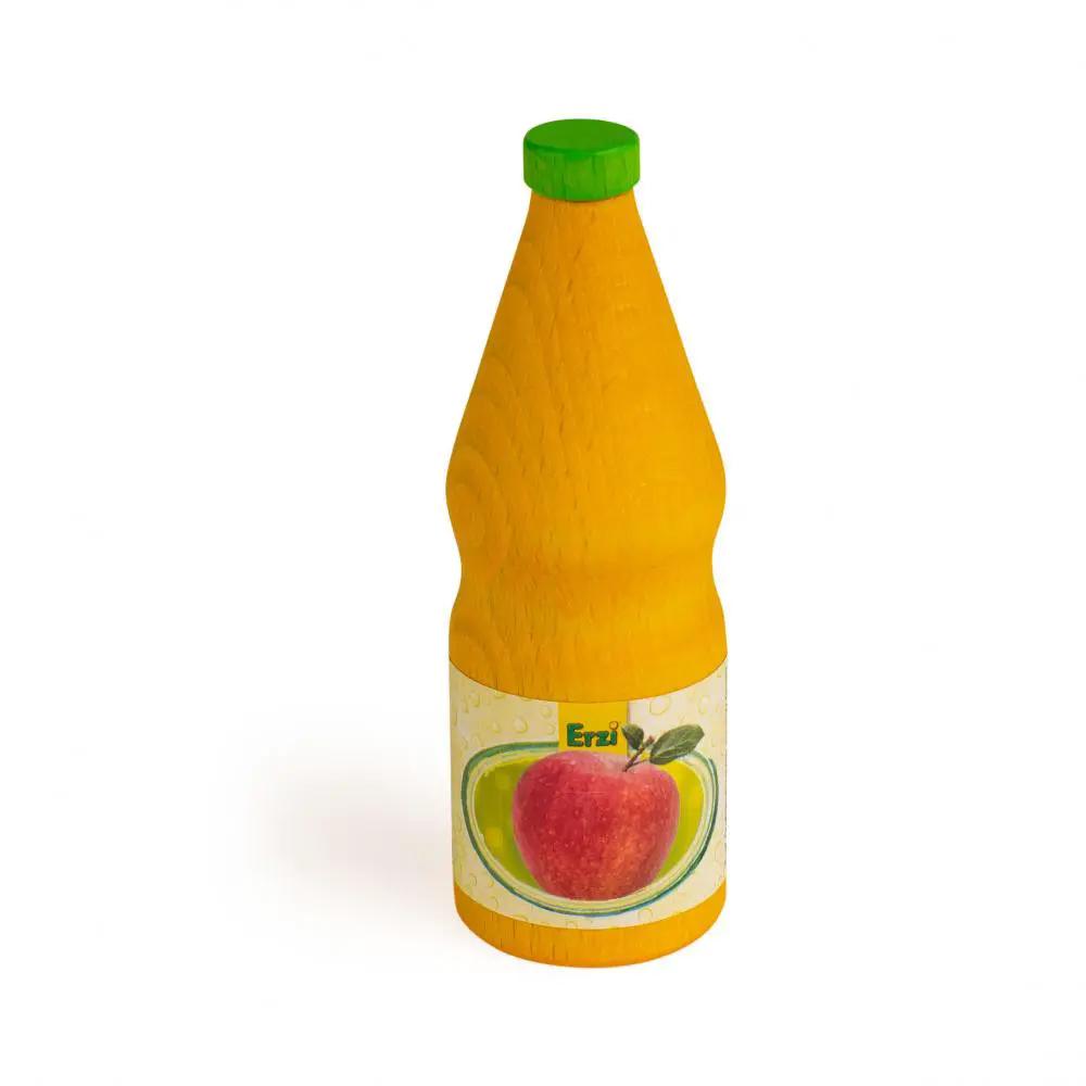 ERZI jus de pomme en bois pour enfants - bouteille orange avec bouchon vert et étiquette pomme, jouet alimentaire