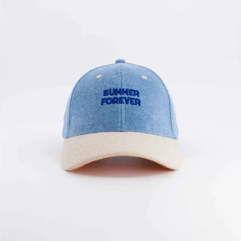 Baseball cap Citron Grenadine Chamaye blue sponge cap with beige brim and Summer Forever embroidery