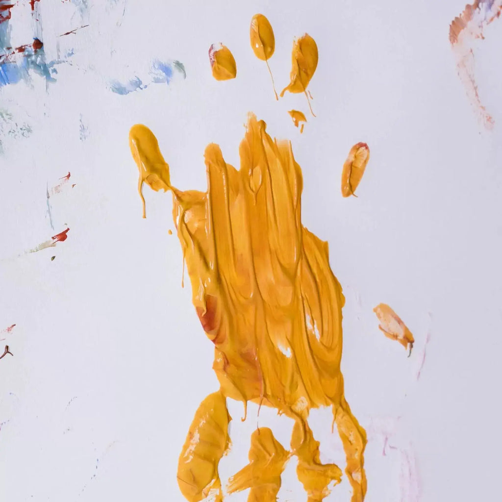 NEOGRÜN peinture végane bio à doigts set Luka par Citron Grenadine; coffrets créatifs avec empreinte de main jaune