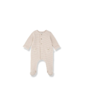 1+ in the Family Metz nude striped footed baby pyjama with front buttons and two pockets
