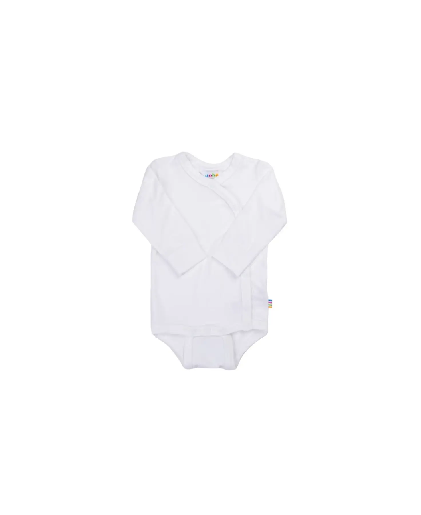 JOHA body croisé coton baby onesie off-white with wrap front and rainbow side tag