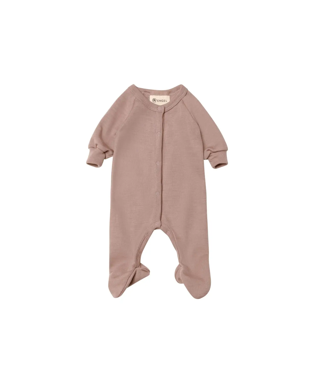 Engel Natur wool baby pyjama in dusty rose, footed one-piece