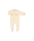 Pyjama bébé en laine naturel crème, manches longues, petit mouton rouge brodé – Citron Grenadine