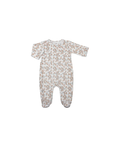 BONJOUR LITTLE velour baby pyjama with peach floral print, footed, by Citron Grenadine