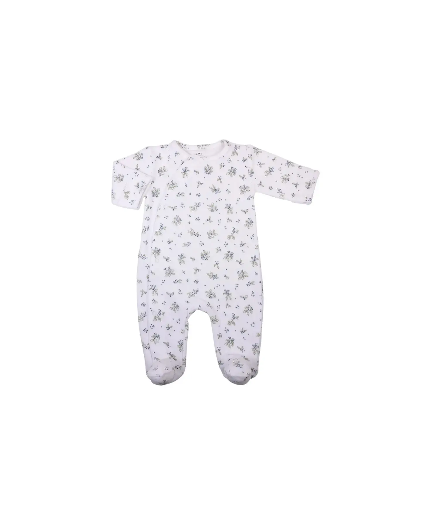 Bonjour Little velour baby pyjama in sloeberry with floral print, Citron Grenadine