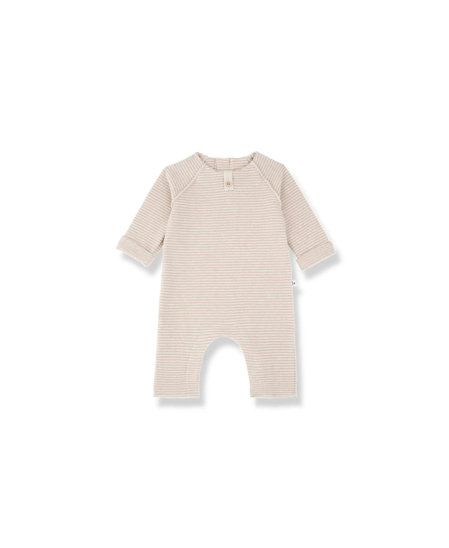 Laval combi baby romper nude beige striped, long-sleeve, Citron Grenadine
