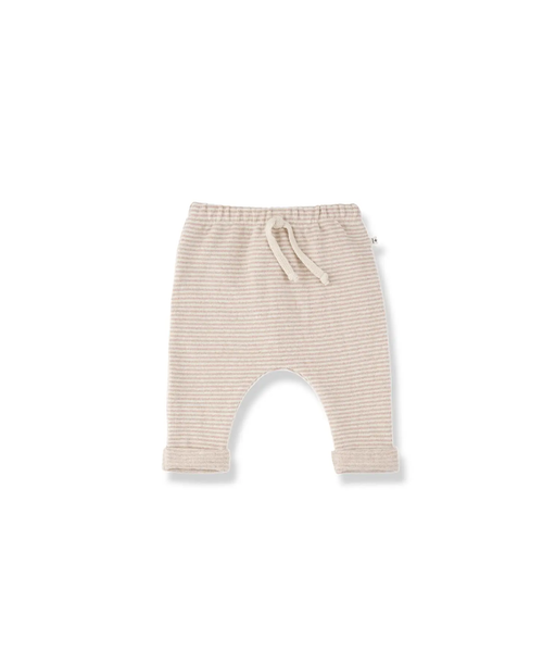 Antony baby pants by Citron Grenadine in nude beige striped fabric with drawstring.