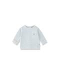 Brantes pull sky blue baby sweater with chest pocket and wooden button