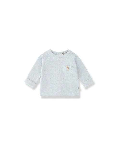 Brantes pull sky blue baby sweater with chest pocket and wooden button