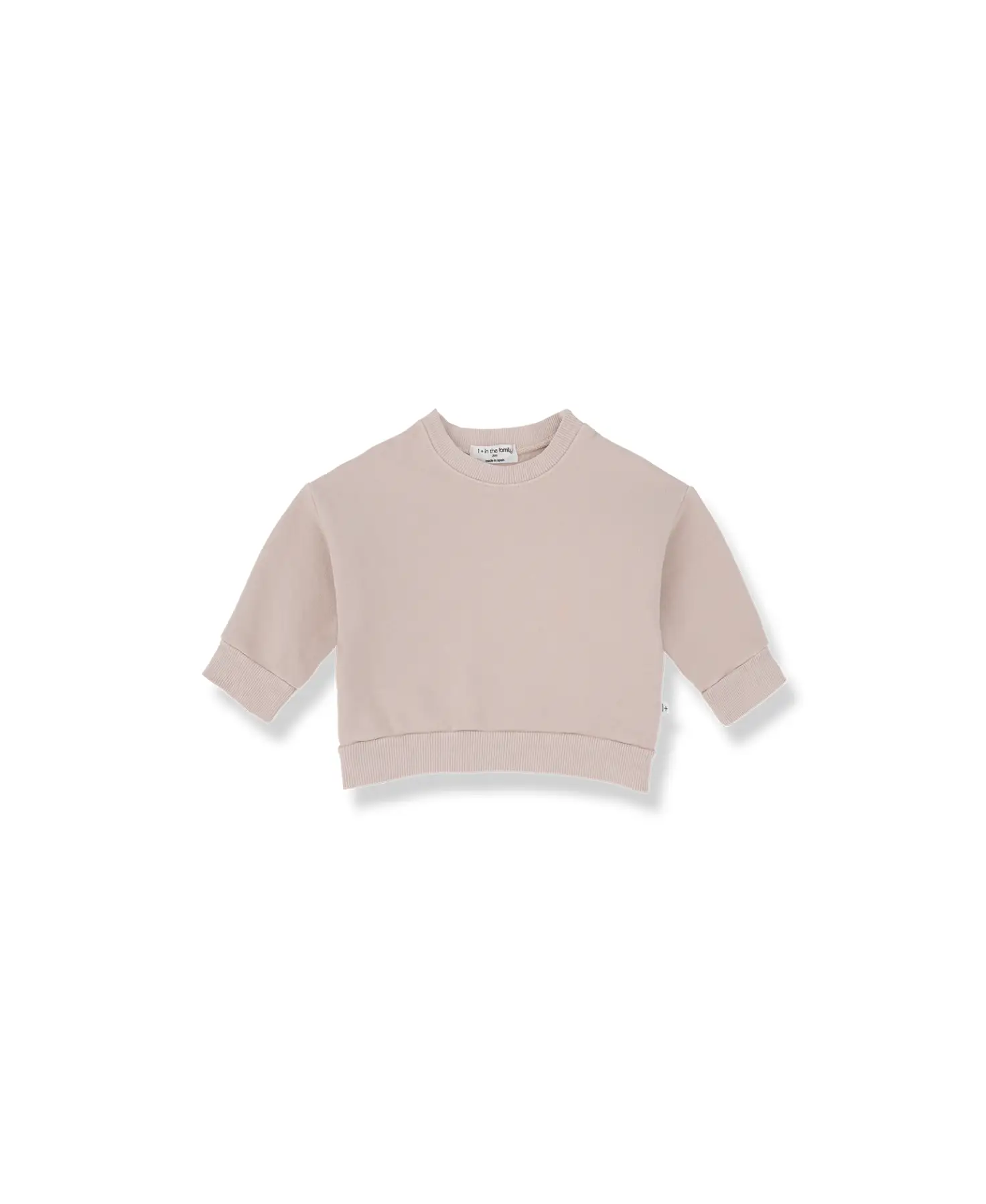 Montreal sweatshirt nude color by 1+ in the Family, cropped short-sleeve style
