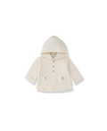 Gilet Dunkerque écru pour bébé, capuche avec boutons et poches, Citron Grenadine