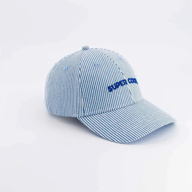 CHAMAYE casquette super cool rayée bleue by Citron Grenadine