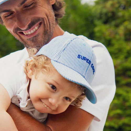 CHAMAYE casquette super cool rayée bleue by Citron Grenadine