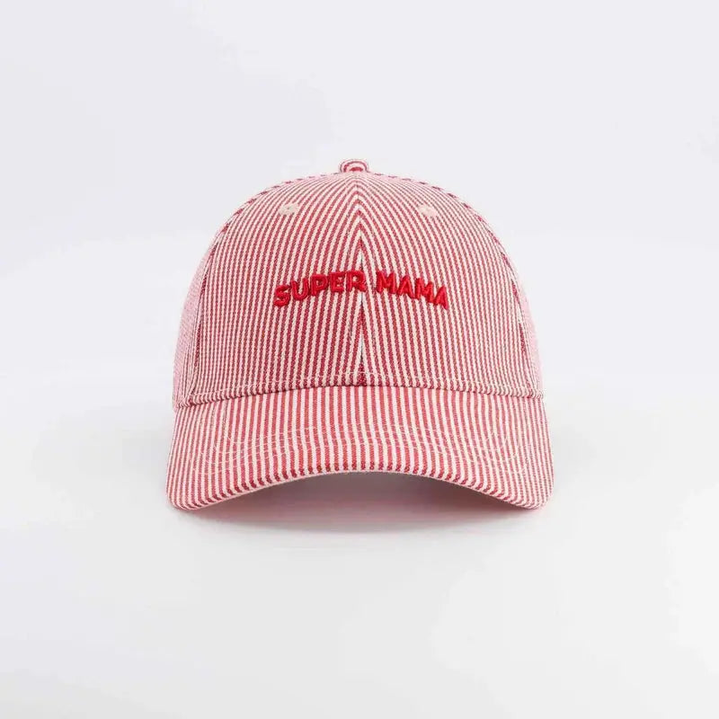 CHAMAYE casquette super mama rayée rouge by Citron Grenadine