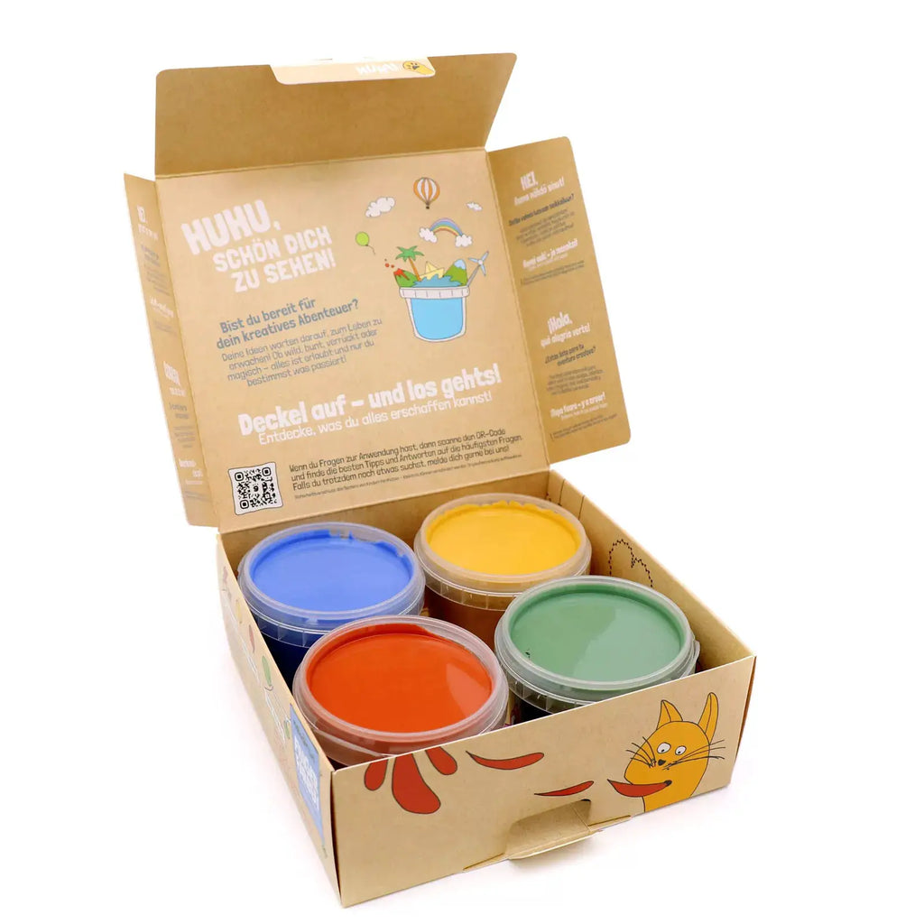 NEOGRÜN peinture végane bio à doigts – set aki, 6 pots colorés, Citron Grenadine